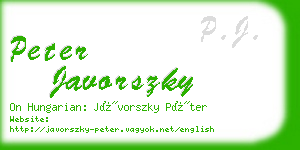 peter javorszky business card